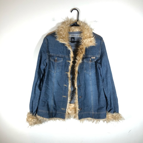 Billabong Jackets & Blazers - Billabong Denim Jacket Y2K Faux Fur Trim